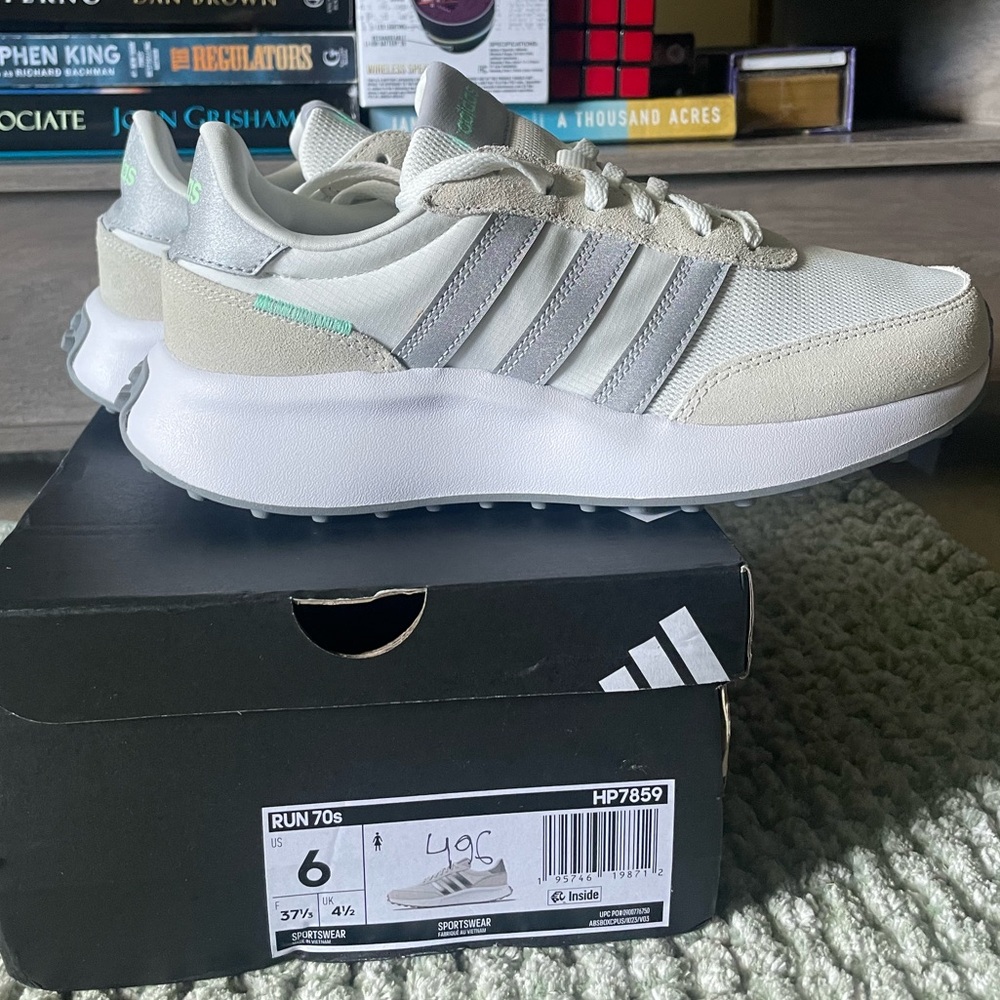 Adidas RUN 70s Sneakers - White and Cream and Grey. Size 6W or 5 Youth